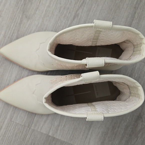 Dolce Vita Cream Woven Heeled Boots - Picture 7 of 11